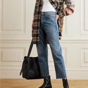 RE/DONE Originals Women's High Rise Ankle Crop Jeans in Rinse Button Fly